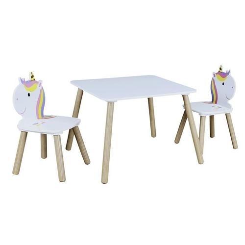 Paris Prix - Table & 2 Chaises Enfant "Licorne Lily" 55cm Blanc