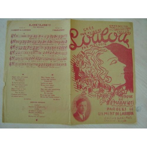 Partition 2 Titres //La Louve /Loulou(Crée Par Alibert) "Editions Marafioti À Marseille