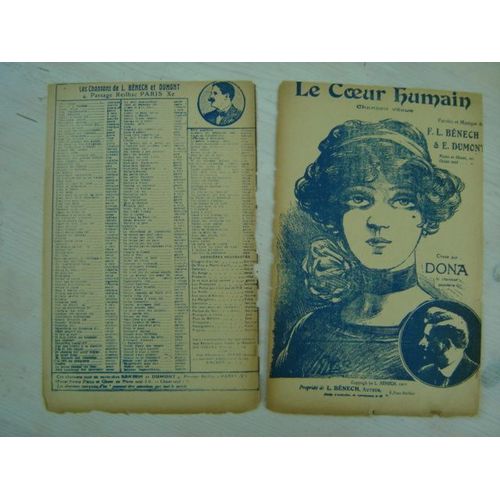 Partition // F.L.Benech/E.Dumont"Le Coeur Humain" Créée Par Dona **1913