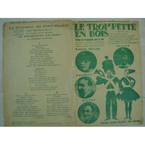 Partition // Le Trompette En Bois *Edts Salabert 1924 ¿¿ 5 Titres .Scotto-Phylo-Lucien Boyer-Willemetz-Yvain-Léognan