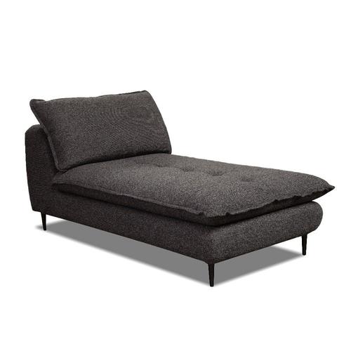 Chaise Longue Méridienne Coffre Lisbonne Tissu Tweed Anthracite Chiné