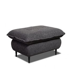 Pouf Rectangulaire Lisbonne Tissu Tweed Anthracite Chiné