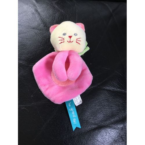 Petit Doudou Chat Rose Et Vert Doudou Et Compagnie Au Grand Air 13cm