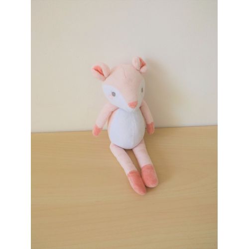 Doudou Peluche Biche Rose Et Blanche Sergent Major
