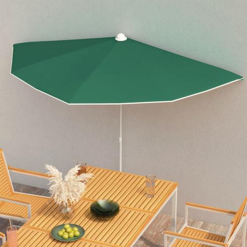 Vidaxl Demi-Parasol De Jardin Avec Mât 180x90 Cm Vert