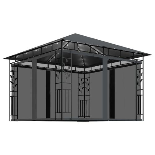 Vidaxl Tonnelle Avec Moustiquaire Et Lumières Led 3x3x2,73m Anthracite
