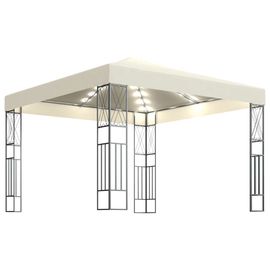 Vidaxl Tonnelle Avec Guirlande Lumineuse À Led 3x3 M Crème Tissu