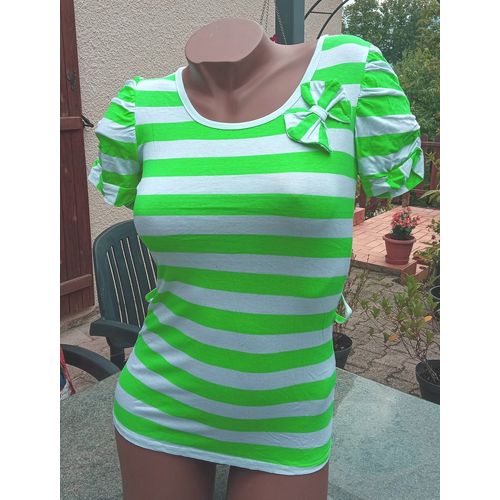 T-Shirt Rayé Vert