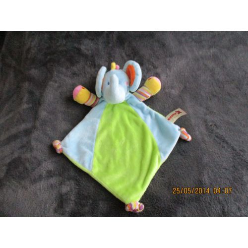 Doudou Plat Éléphant Vert Et Bleu Nicotoy Simba Dickie