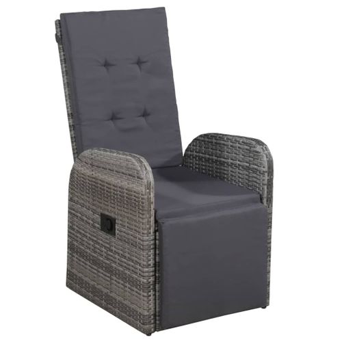 Vidaxl Chaise Inclinable De Jardin Et Coussin Résine Tressée Gris