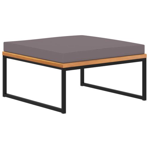 Vidaxl Repose-Pied Avec Coussin 66x66x36 Cm Bois D'acacia Gris Foncé