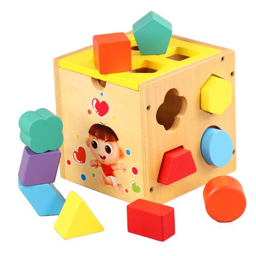 Puzzle de tri de cubes en forme - Jouet en bois - Jouets éducatifs