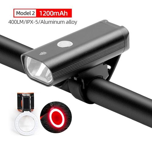 Set J - Lampe Torche Pour Vélo Rechargeable Usb 2000 Mah, Lampe Frontale 400 Lumen, Phare De Guidon Pour Cycles De Route Et Tout Terrain