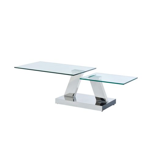 Table Basse Avec Plateaux Pivotants Oyrus - Verre Trempé & Métal