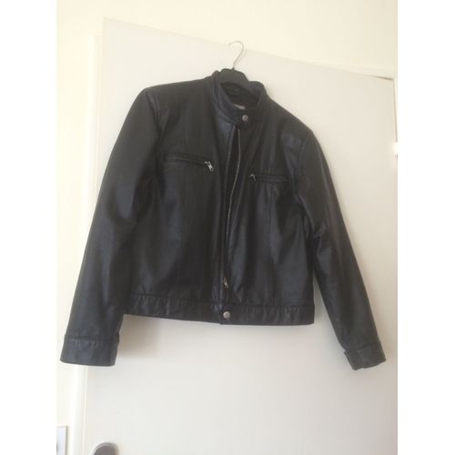 Blouson Chose Promise Col Officier En Cuir Noir T 40