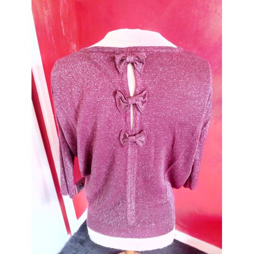 Pull Fin Bordeaux Avec Noeuds Au Dos