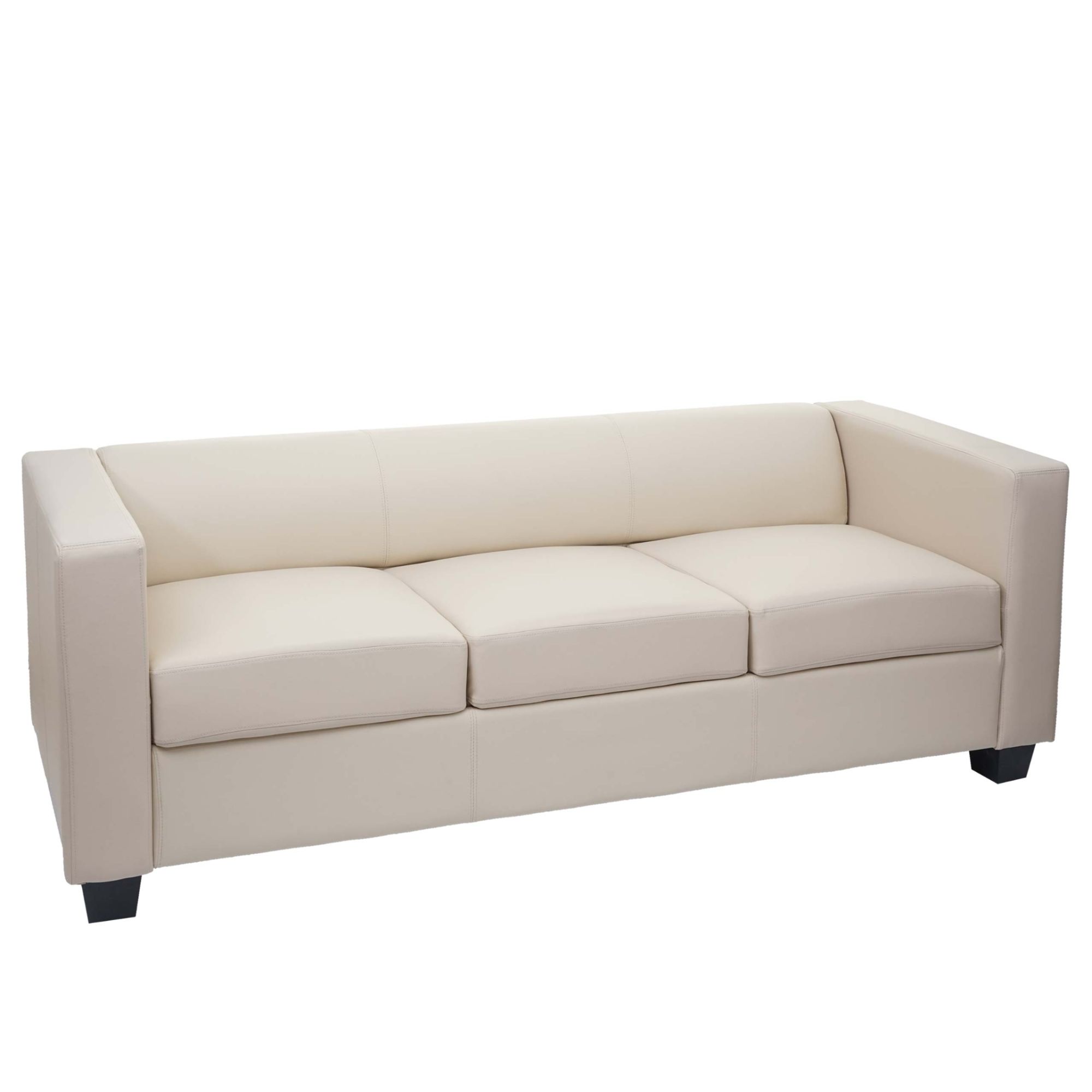 Canapé / Sofa Lille, 3 Places, 191x75x70cm   Simili-Cuir, Crème