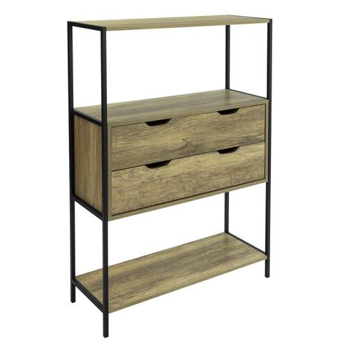 Sobuy Fsb40-T Table Console Meuble D'entrée Avec 2 Tiroirs Buffet Placard À 3 Niveaux Pour Couloir, Salon, Cuisine ¿ L83 X P30 X H114 Cm, Cadre En Acier, Style Industriel