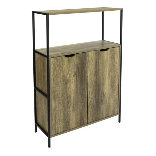 Sobuy Fsb38-T Buffet Commode Meuble De Rangement Armoire Avec Placard Et Etagères Pour Salon, Couloir, Salle À Manger, Cadre En Acier Stable, Style Industriel ¿ L83 X P30 X H114 Cm