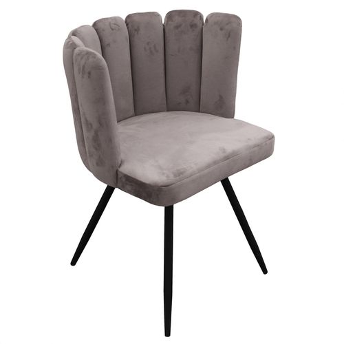 Chaise Design Effet Velours Ariel - Gris
