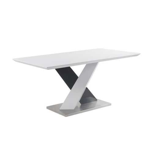 Table À Manger Salva - 6 Couverts - Mdf Laqué - Blanc Et Anthracite