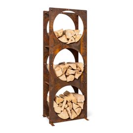 blumfeldt Trio Circulo range-bûches 55 x 160 x 30 cm Étagère en acier 3 mm aspect rouille