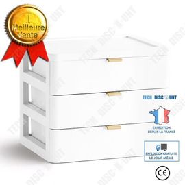 Commode De Bureau À Tiroirs En Plastique - Tech Discount - Blanc - Rangement De Documents De Bureau - Créatif