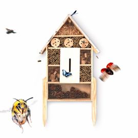 Blumfeldt Maison D'insectes Toit Métallique Avec Pieds Habitable Toute L'année Bois De Pin