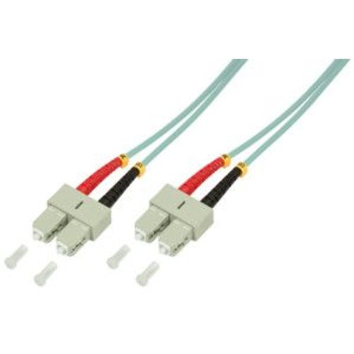 LogiLink - Cordon de raccordement - SC multi-mode (M) pour SC multi-mode (M) - 1 m - fibre optique - duplex - 50 / 125 microns - OM3 - sans halogène - turquoise