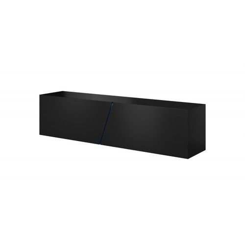 Meuble Tv Suspendu Design Speed, 160 Cm, 1 Porte, Coloris Noir Avec Led Intégrée.