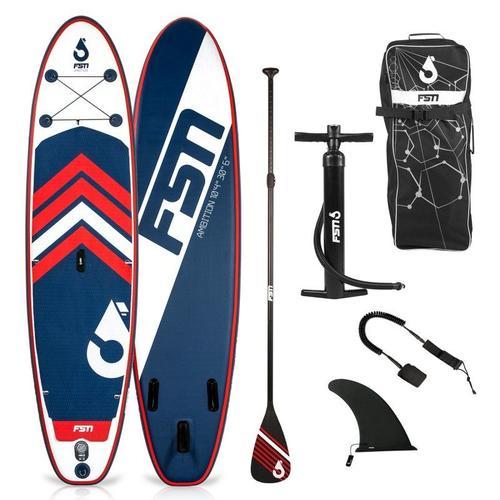 Paddle Gonflable Ambition 10'4 - 317x76x15 Cm - Stand Up Paddle Avec Pagaie, Leash, Pompe, Anneaux De Kayak Et Sac De Transport - Bleu