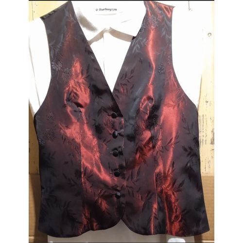 Petit Gilet De Soirée - Bordeaux Moiré - Polyester / Viscose - Sans Manche - Taille 38