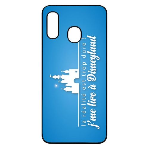 Coque Pour Smartphone - La Realite Est Tropdure Jme Tire A Disney Fond Turquoise - Compatible Avec Samsung Galaxy A30 - Plastique - Bord Noir