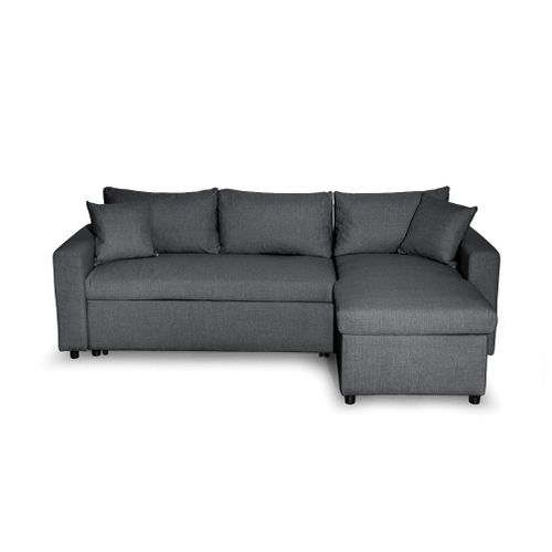 Canapé D'angle Maria Réversible Et Convertible Avec Coffre En Tissu - Gris Foncé
