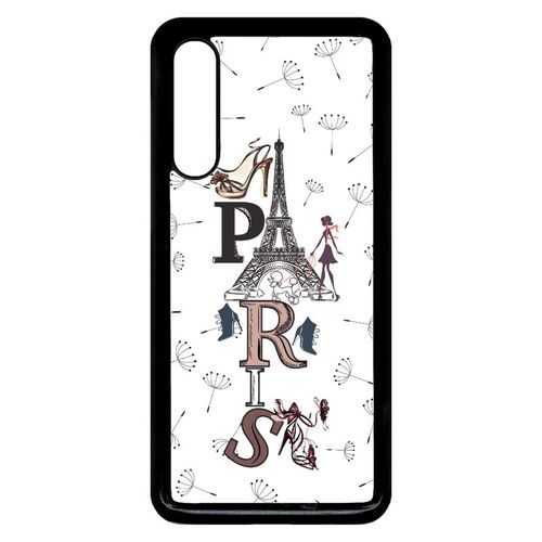 Coque Xiaomi Mi 9 - Paris Fond Blanc - Noir
