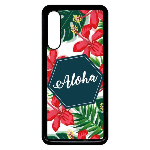 Coque Xiaomi Mi 9 - Aloha Tropical Fond Blanc - Noir