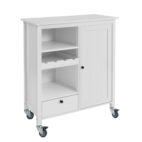 Sobuy Fkw104-W Desserte Roulante Meuble De Rangement À Roulettes Avec Portes-Bouteille, Blanc