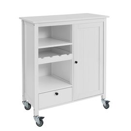 Sobuy Fkw104-W Desserte Roulante Meuble De Rangement À Roulettes Avec Portes-Bouteille, Blanc