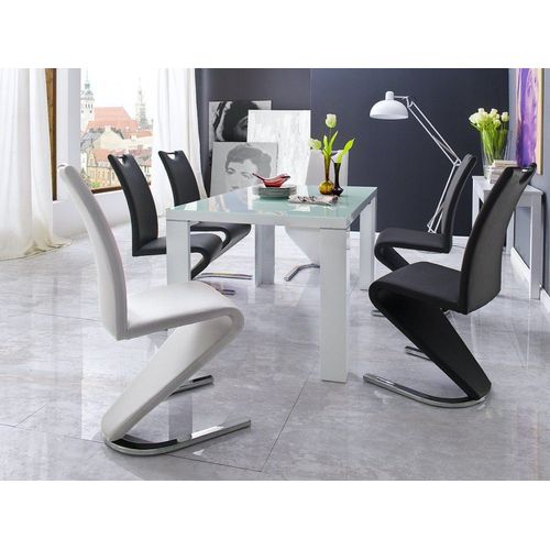 Lot De 2 Chaises Albi Tissu Blanc Avec Piètement Tube Chrome