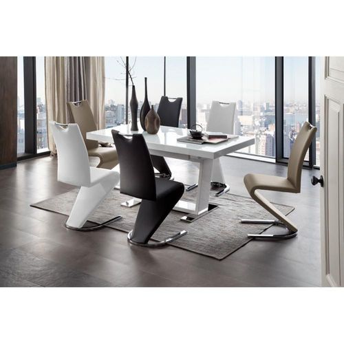 Lot De 2 Chaises Albi Tissu Cappuccino Avec Piètement Tube Chrome