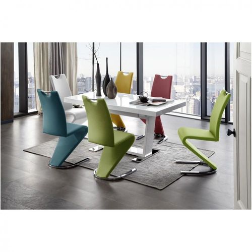 Lot De 2 Chaises Albi Tissu Curry Avec Piètement Tube Chrome