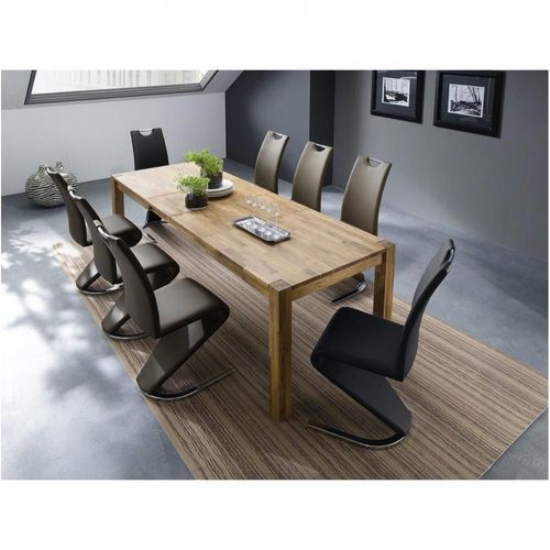 Lot De 2 Chaises Albi Tissu Marron Avec Piètement Tube Chrome