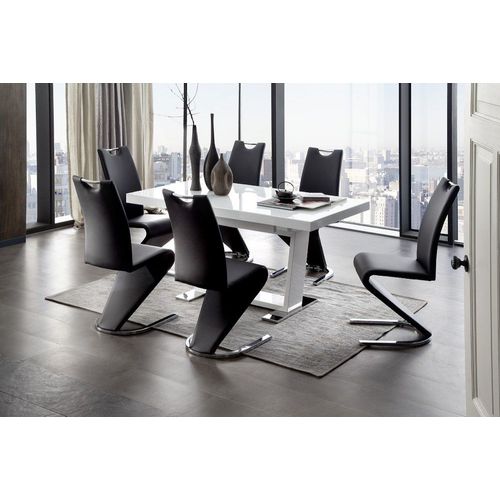 Lot De 2 Chaises Albi Tissu Noir Avec Piètement Tube Chrome