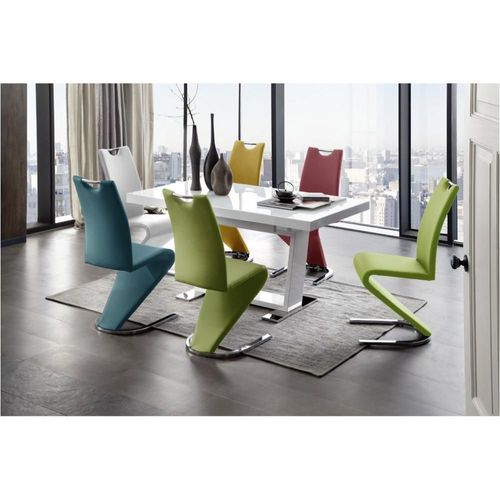 Lot De 2 Chaises Albi Tissu Olive Avec Piètement Tube Chrome