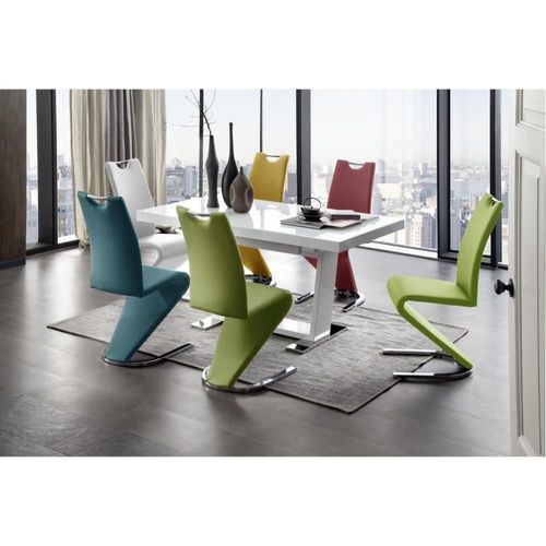 Lot De 2 Chaises Albi Tissu Pétrole Avec Piètement Tube Chrome