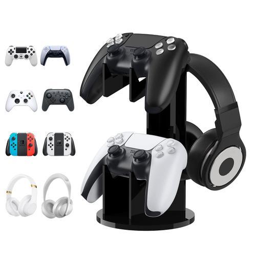 Support Universel Pour Manette De Jeu, Support De Manette De Bureau Pour Ps5, Ps4, Xbox One, Xbox Séries, Support Multifonctionnel 2 En 1 Pour Contrôleur De Jeu/Casque - Noir