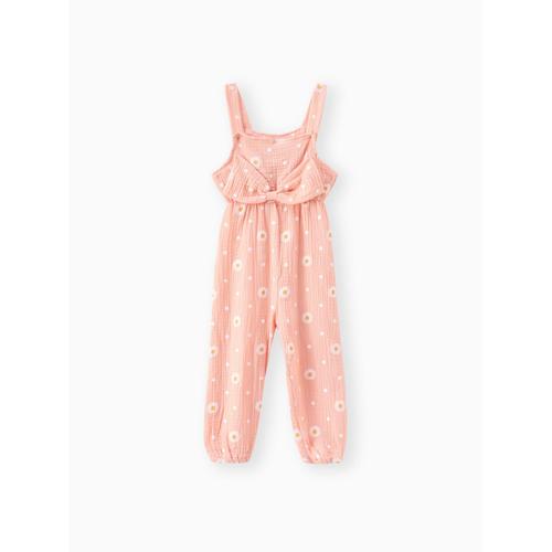 Bébé Fille 100% Coton Imprimé Floral Bowknot Design Combinaison Sans Manches