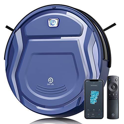 Okp Aspirateur Robot Aspirateur Robot, 2100pa Mince Aspirateur Robotique, Capteur De Collision 6d App/Alexa/Télécommande 500ml Détection D Obstacles