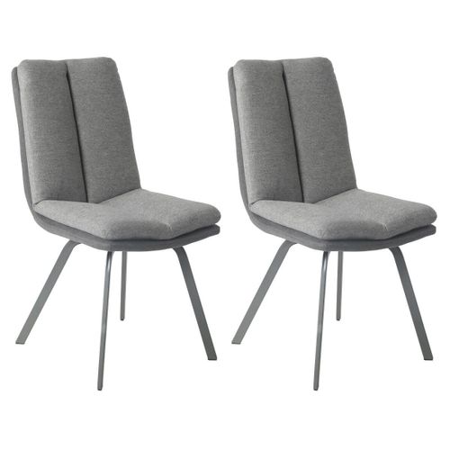 Callom - Lot De 2 Chaises Bi-Ton Grises Avec Sur-Coussin