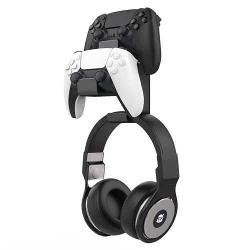 Support De Manette De Jeu, Support Universel Compatible Avec Ps3, Ps4, Ps5, Pc, Steam, Switch, Support 3 En 1 Mural En Alliage D'aluminium Pour Contrôleur De Jeu Et Casques - Noir